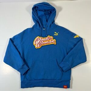 Puma x Wonder Woman Hoodie Women’s Small Blue DC Comics Pullover‎ Sweatshirt